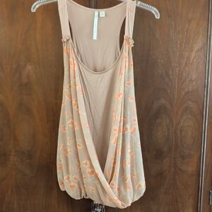 LC Lauren Conrad Peach Floral Tank Top